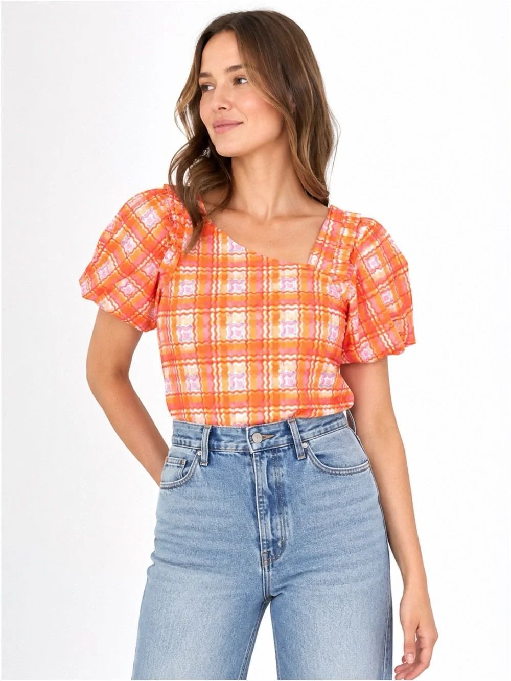 Alden Adair Layla Top in Retro Plaid Size M ~ NWT